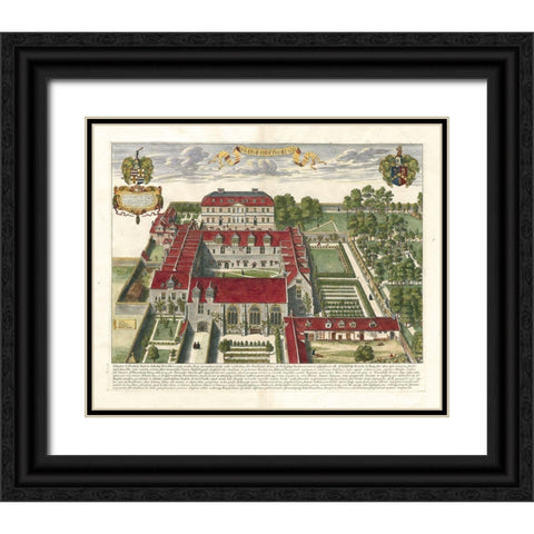 Colleguim St. Trinitatis Black Ornate Wood Framed Art Print with Double Matting by Loggan, D.