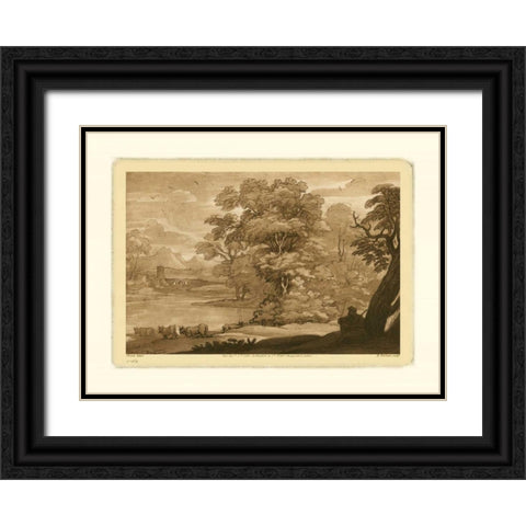 Pastoral Landscape II Black Ornate Wood Framed Art Print with Double Matting by Lorraine, Claude