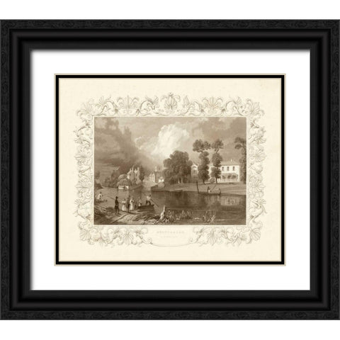 Views of England II Black Ornate Wood Framed Art Print with Double Matting by Tombleson