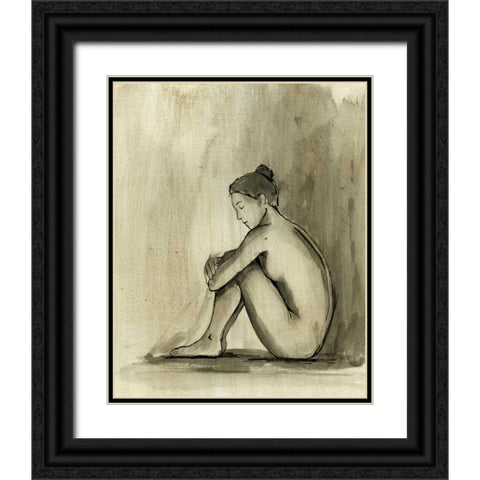 Sumi-e Figure IV Black Ornate Wood Framed Art Print with Double Matting by Harper, Ethan
