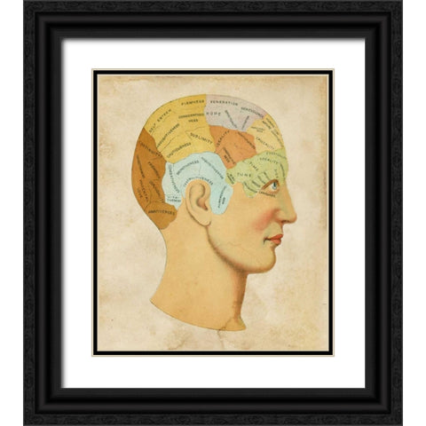 Vintage Phrenology Black Ornate Wood Framed Art Print with Double Matting by Vision Studio