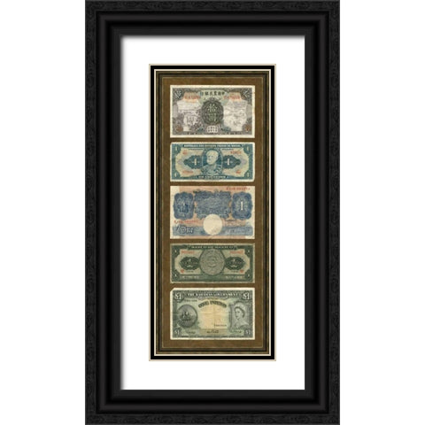 Foreign Currency Panel II Black Ornate Wood Framed Art Print with Double Matting by Unknown