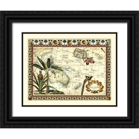 Tropical Map of East Indies Black Ornate Wood Framed Art Print with Double Matting by Vision Studio