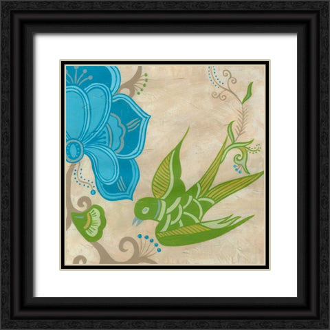 Songbird Fresco II Black Ornate Wood Framed Art Print with Double Matting by Vess, June Erica