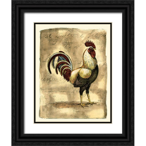 Tuscany Rooster I Black Ornate Wood Framed Art Print with Double Matting by Bookman, D.