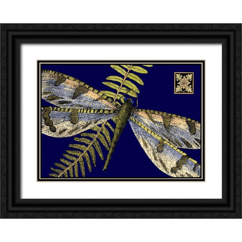 Mini Shimmering Dragonfly I Black Ornate Wood Framed Art Print with Double Matting by Vision Studio