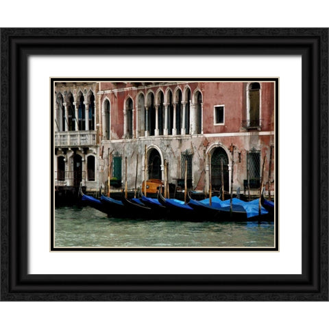 Venice Gondolas II Black Ornate Wood Framed Art Print with Double Matting by Perry, Rachel