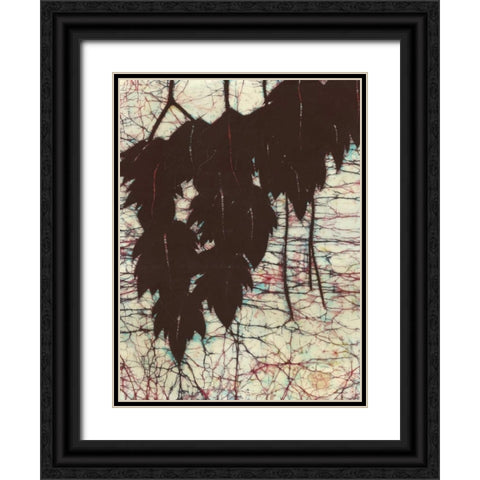 Batik Hanging Leaves I Black Ornate Wood Framed Art Print with Double Matting by Davis, Andrea
