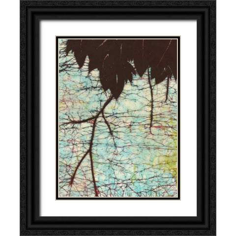 Batik Hanging Leaves II Black Ornate Wood Framed Art Print with Double Matting by Davis, Andrea