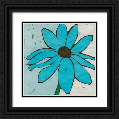 Turquoise Batik Botanical I Black Ornate Wood Framed Art Print with Double Matting by Davis, Andrea