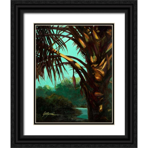 Dark Palm Black Ornate Wood Framed Art Print with Double Matting by Wilkins, Suzanne