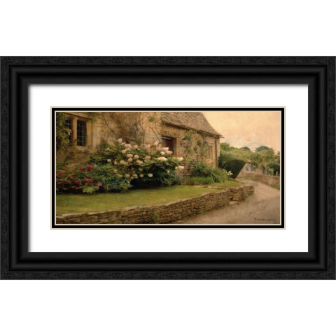 English Cottage I Black Ornate Wood Framed Art Print with Double Matting by Lawrence, Terry Katherine