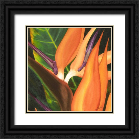 Bird of Paradise Tile I Black Ornate Wood Framed Art Print with Double Matting by Higby, Jason