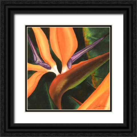 Bird of Paradise Tile IV Black Ornate Wood Framed Art Print with Double Matting by Higby, Jason