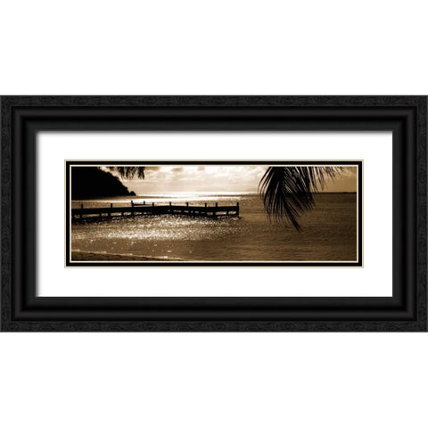 Wooden Jetty Black Ornate Wood Framed Art Print with Double Matting by Bay, Noah