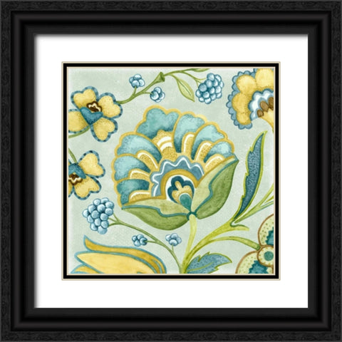 Decorative Golden Bloom III Black Ornate Wood Framed Art Print with Double Matting by Wright, Sydney
