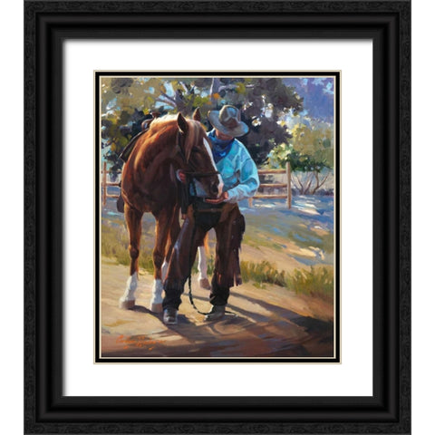Pardners Black Ornate Wood Framed Art Print with Double Matting by Hawley, Carolyne