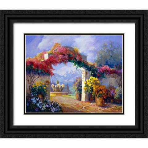 Garden Peace Black Ornate Wood Framed Art Print with Double Matting by Hawley, Carolyne