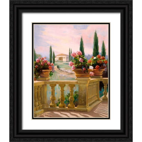 Tuscany Morning Black Ornate Wood Framed Art Print with Double Matting by Hawley, Carolyne