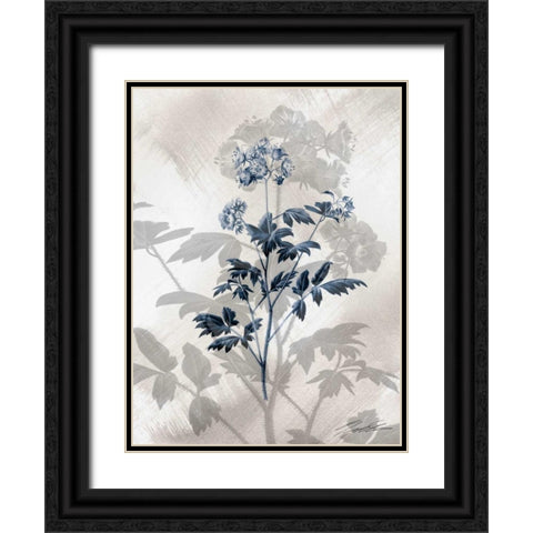 Indigo Bloom II Black Ornate Wood Framed Art Print with Double Matting by Butler, John