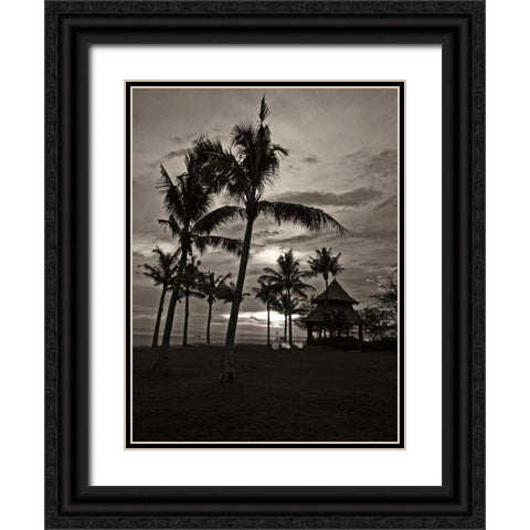 Palms at Night I Black Ornate Wood Framed Art Print with Double Matting by Ling, Tang