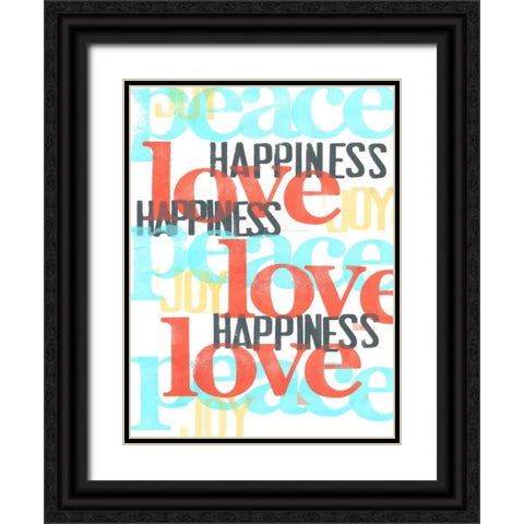 Peace-Love-Joy III Black Ornate Wood Framed Art Print with Double Matting by Velasquez, Deborah