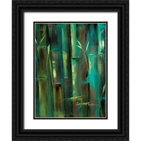 Turquoise Bamboo II Black Ornate Wood Framed Art Print with Double Matting by Wilkins, Suzanne