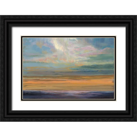 Distant Orange Light Black Ornate Wood Framed Art Print with Double Matting by Joy, Julie