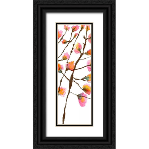 Inky Blossoms II Black Ornate Wood Framed Art Print with Double Matting by Velasquez, Deborah