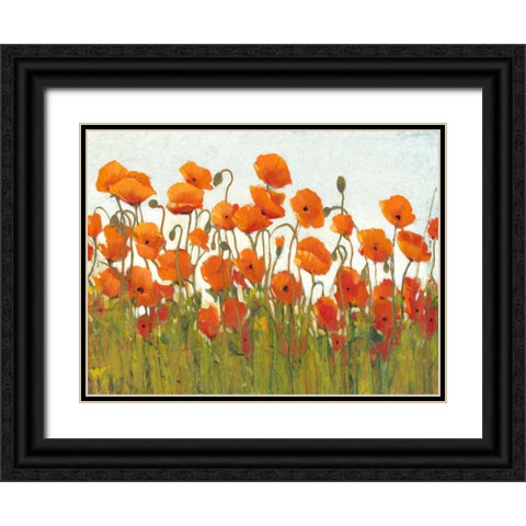 Rows of Poppies II Black Ornate Wood Framed Art Print with Double Matting by OToole, Tim