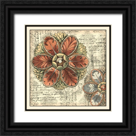 Vintage Rosette I Black Ornate Wood Framed Art Print with Double Matting by Vision Studio