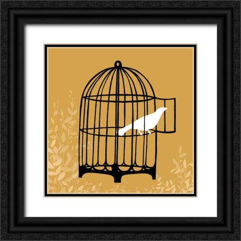 Birdcage Silhouette II Black Ornate Wood Framed Art Print with Double Matting by Vess, June Erica