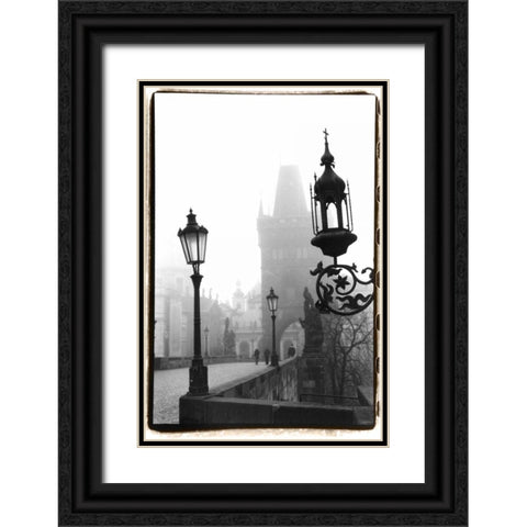 Charles Bridge in Morning Fog I Black Ornate Wood Framed Art Print with Double Matting by DeNardo, Laura