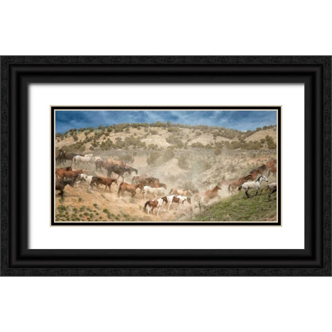 Moving the Herd Black Ornate Wood Framed Art Print with Double Matting by PHBurchett