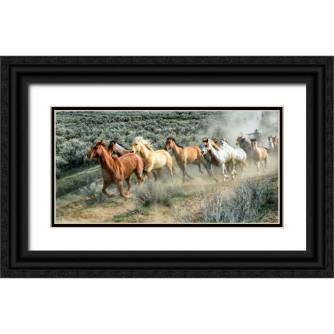 Stampede I Black Ornate Wood Framed Art Print with Double Matting by PHBurchett
