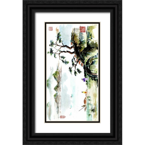 The Greeting Black Ornate Wood Framed Art Print with Double Matting by Rae, Nan