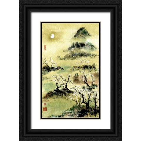 Viewing Plum Blossoms in Moonlight Black Ornate Wood Framed Art Print with Double Matting by Rae, Nan