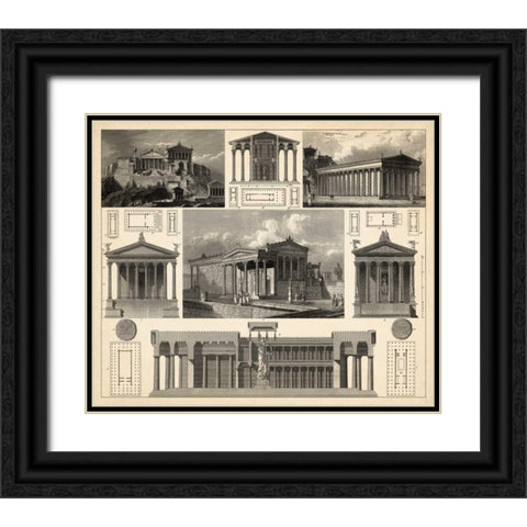 Antique City Plan I Black Ornate Wood Framed Art Print with Double Matting by Vision Studio