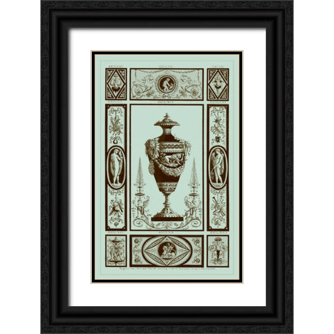 Pergolesi Urns in Celadon II Black Ornate Wood Framed Art Print with Double Matting by Pergolesi