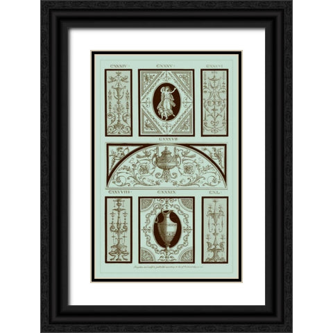 Pergolesi Panel in Celadon I Black Ornate Wood Framed Art Print with Double Matting by Pergolesi