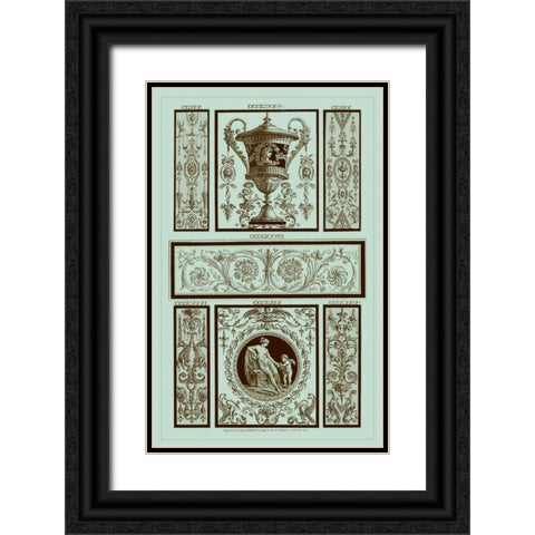 Pergolesi Panel in Celadon II Black Ornate Wood Framed Art Print with Double Matting by Pergolesi