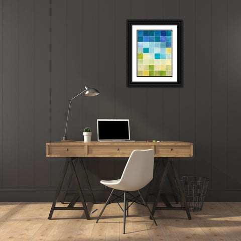 Pixilated Landscape I Black Ornate Wood Framed Art Print with Double Matting by Meagher, Megan