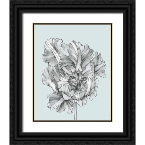 Silvery Blue Tulips I Black Ornate Wood Framed Art Print with Double Matting by Goldberger, Jennifer