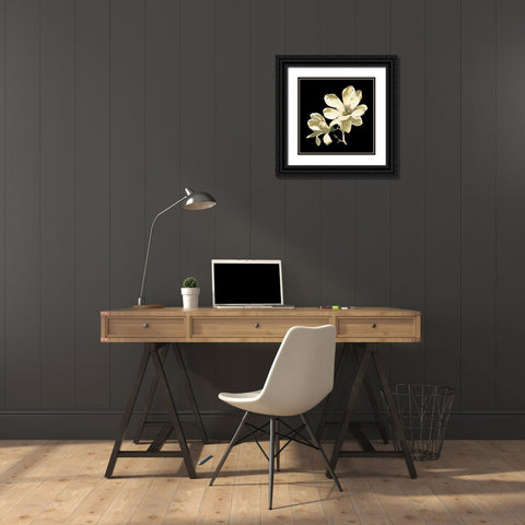 Midnight Magnolias I Black Ornate Wood Framed Art Print with Double Matting by Chabal Dussurgey