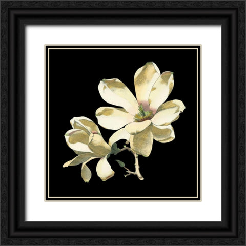 Midnight Magnolias I Black Ornate Wood Framed Art Print with Double Matting by Chabal Dussurgey