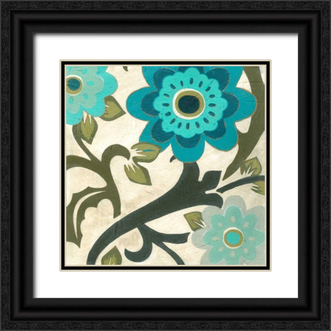 Peacock Blossoms II Black Ornate Wood Framed Art Print with Double Matting by Vess, June Erica