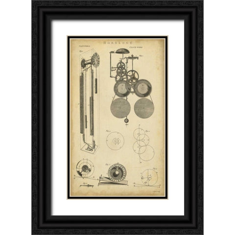 Clockworks II Black Ornate Wood Framed Art Print with Double Matting by Chambers