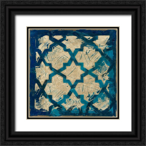 Stained Glass Indigo I Black Ornate Wood Framed Art Print with Double Matting by Meagher, Megan