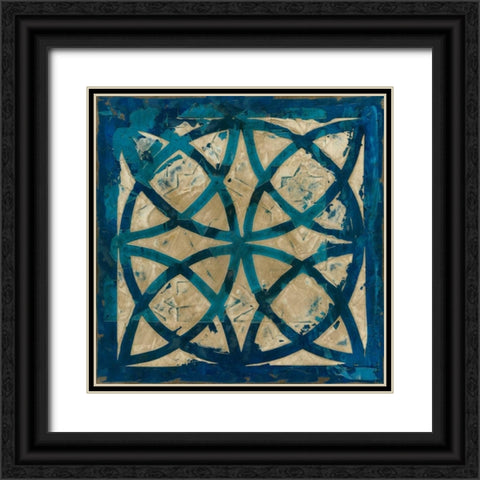Stained Glass Indigo IV Black Ornate Wood Framed Art Print with Double Matting by Meagher, Megan