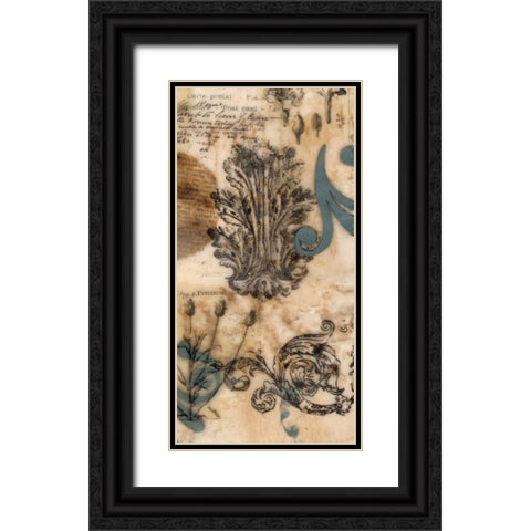 Encaustic Ephemera II Black Ornate Wood Framed Art Print with Double Matting by Goldberger, Jennifer